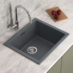 Vellamo Terra 1 Bowl Granite Composite Inset / Undermount Kitchen Sink & Waste - 533 x 457mm