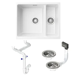 Vellamo Terra 1.5 Bowl Granite Composite Inset/Undermount Kitchen Sink & Waste Kit - 555 x 460mm