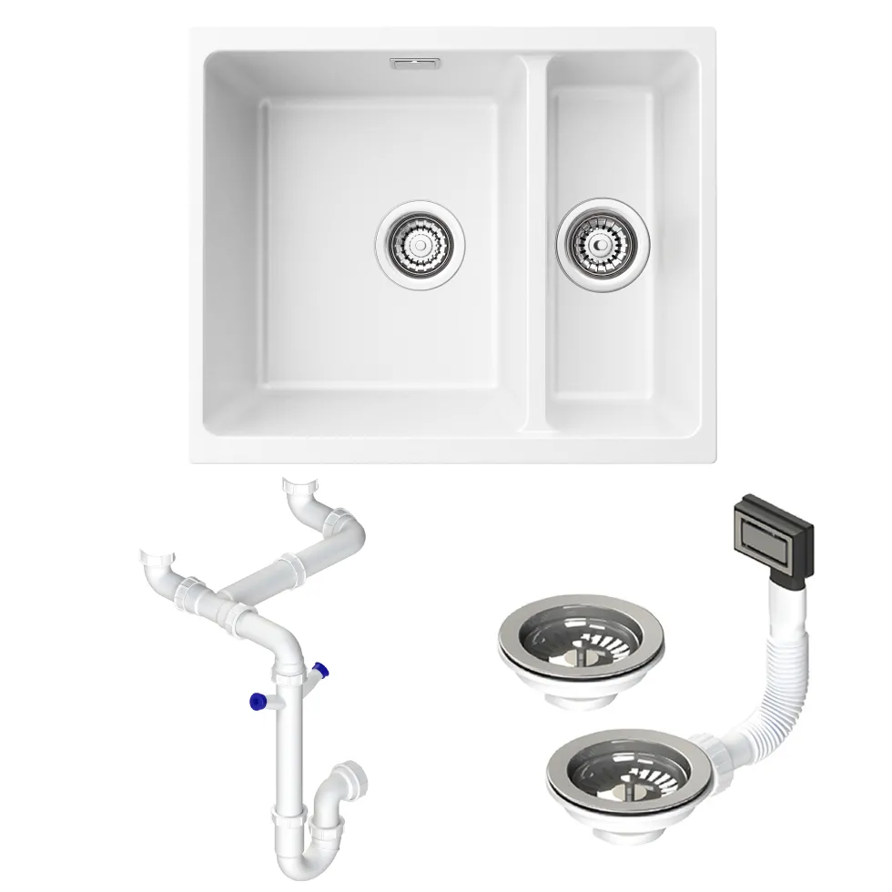 Vellamo Terra 1.5 Bowl Granite Composite Inset/Undermount Kitchen Sink & Waste Kit - 555 x 460mm