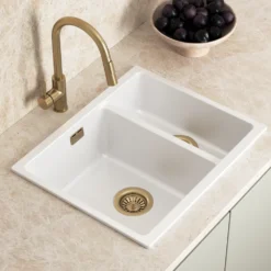 Vellamo Terra 1.5 Bowl Granite Composite Inset/Undermount Kitchen Sink & Waste Kit - 555 x 460mm