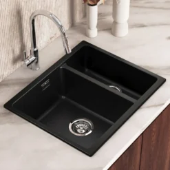 Vellamo Terra 1.5 Bowl Granite Composite Inset/Undermount Kitchen Sink & Waste Kit - 555 x 460mm