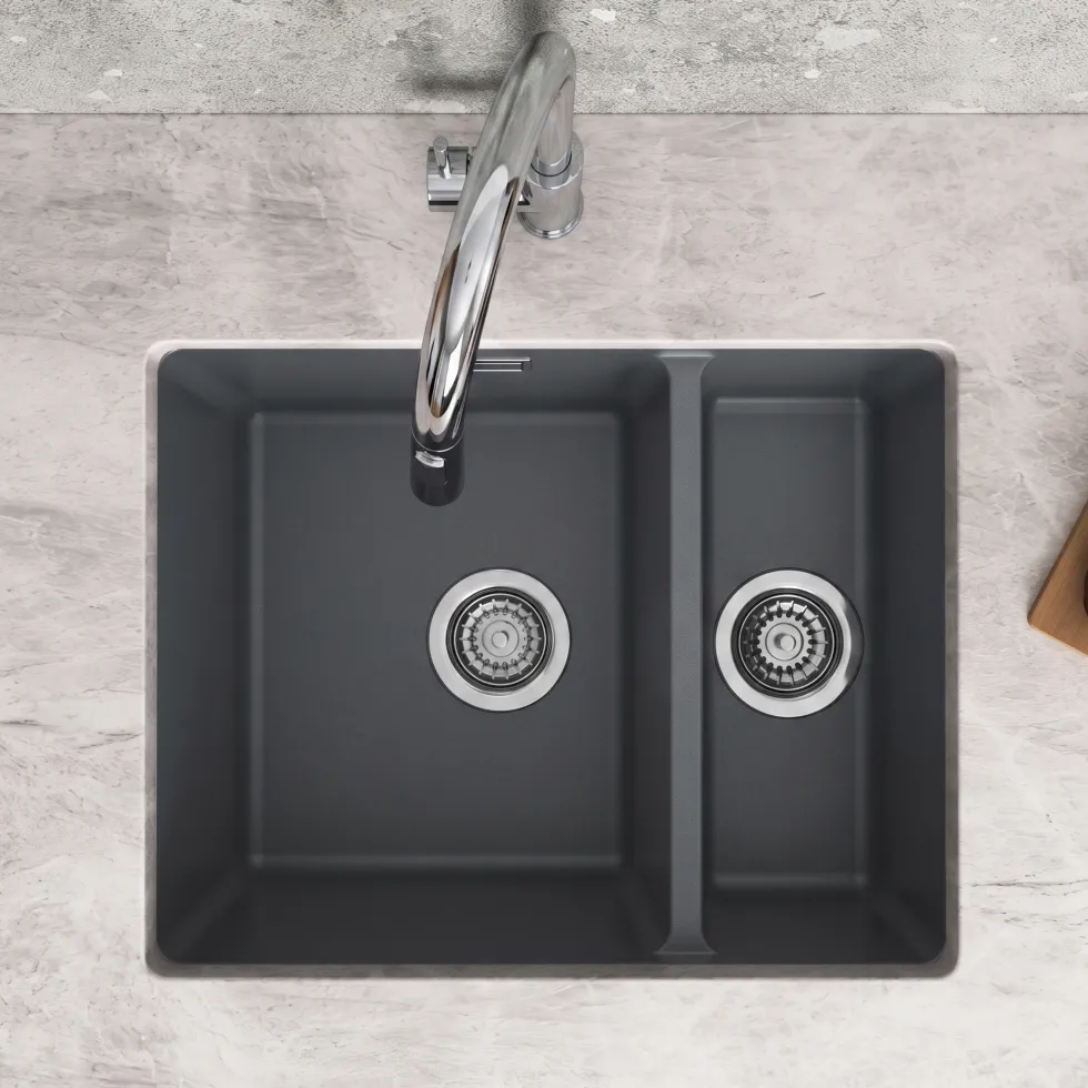 Vellamo Terra 1.5 Bowl Granite Composite Inset/Undermount Kitchen Sink & Waste Kit - 555 x 460mm