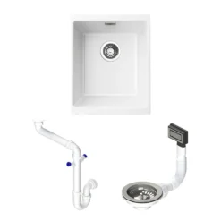 Vellamo Terra Compact 1 Bowl Granite Composite Inset or Undermount Kitchen Sink & Waste - 370 x 460mm