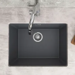 Vellamo Terra Large 1 Bowl Granite Composite Inset / Undermount Kitchen Sink & Waste - 610 x 460mm