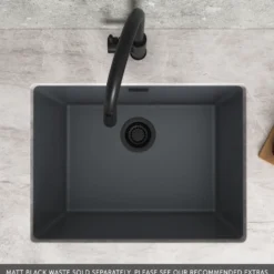Vellamo Terra Large 1 Bowl Granite Composite Inset / Undermount Kitchen Sink & Waste - 610 x 460mm