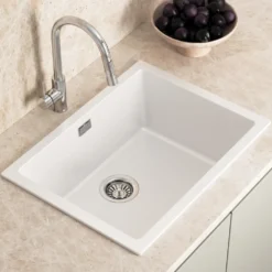 Vellamo Terra Large 1 Bowl Granite Composite Inset / Undermount Kitchen Sink & Waste - 610 x 460mm