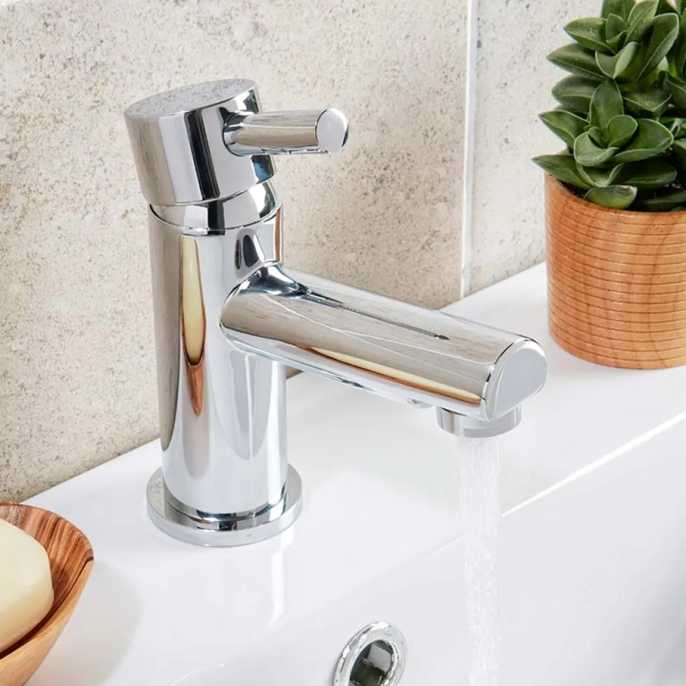 Vellamo Twist Chrome Basin Mixer Tap & Waste