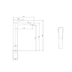 Villeroy & Boch Architectura Square Tall Basin Mixer Tap with Click Clack Waste