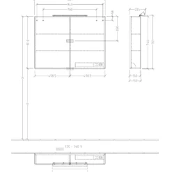 Villeroy & Boch My View One 2 Door LED Illuminated Mirrored Cabinet & Shaver Socket