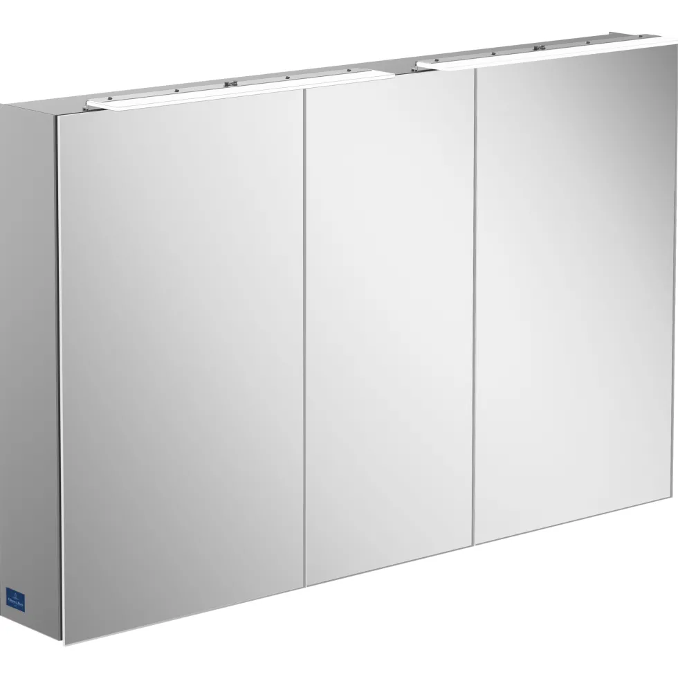 Villeroy & Boch My View One 3 Door LED Illuminated Mirrored Cabinet & Shaver Socket - 1207 x 810mm