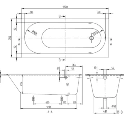 Villeroy & Boch Oberon Quaryl Straight Single Ended Bath - 1600, 1700 & 1800mm