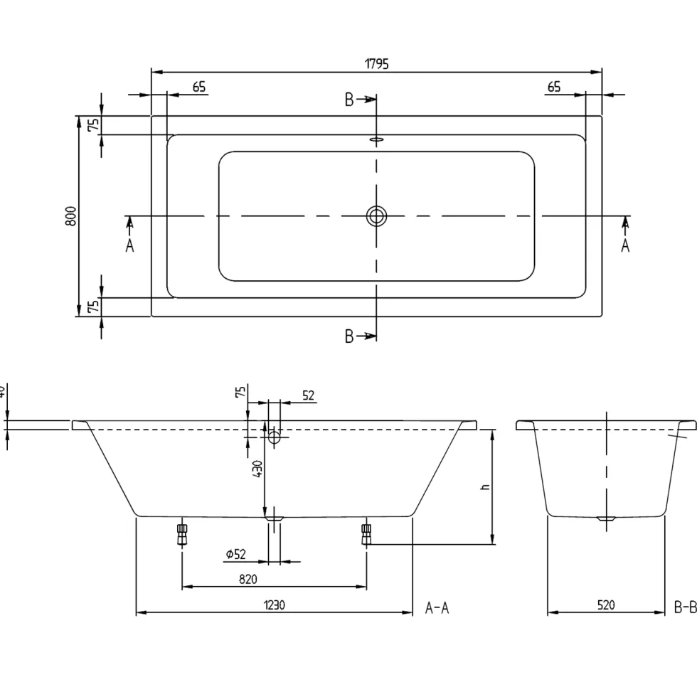 Villeroy & Boch Targa Plus Straight Double Ended Bath - 1600, 1700 & 1800mm
