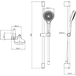 Villeroy & Boch Verve Shower Rail Kit with Shower Handset & Hose