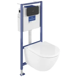 Villeroy & Boch ViConnect Pro 2.0 Frame with Subway 3.0 TwistFlush Rimless Wall Mounted Toilet, Flush Plate & Soft Close Toilet Seat