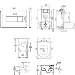 Villeroy & Boch ViConnect Pro S Frame with Arto Wall Mounted Rimless Toilet, Flush Plate & Soft Close Toilet Seat