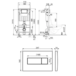 Villeroy & Boch ViConnect Pro S Toilet Frame with Cistern & Flush Plate Set
