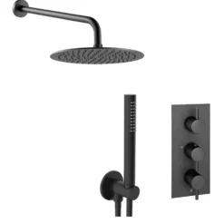 VOS Concealed Dual Outlet 3 Handle Shower Valve, Fixed Head & Shower Handset Kit