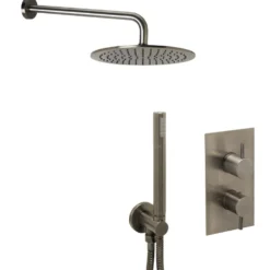 VOS Concealed Dual Outlet 2 Handle Shower Valve, Fixed Head & Shower Handset Kit