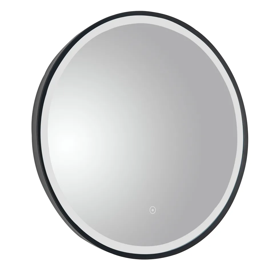 VOS LED Illuminated Round Framed Mirror with Demister Pad & Colour Change Lights - 600mm