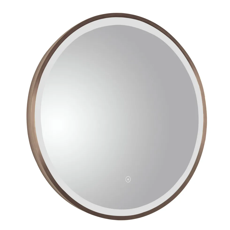 VOS LED Illuminated Round Framed Mirror with Demister Pad & Colour Change Lights - 600mm