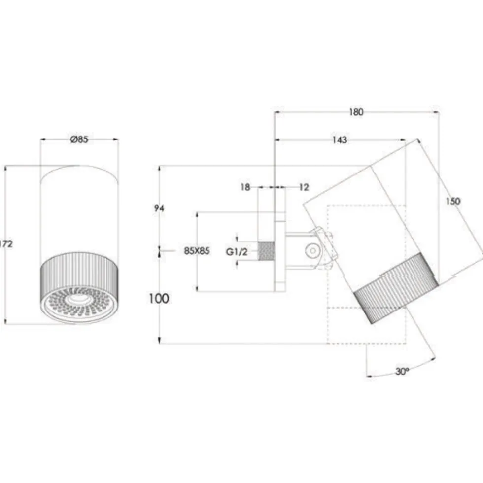 VOS Lumen 85mm Fixed Shower Head