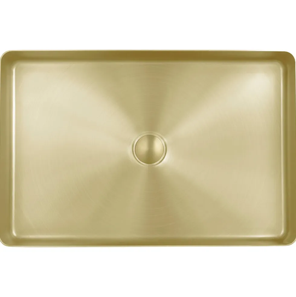VOS Rectangular Stainless Steel Countertop Basin - Brushed Brass Finish