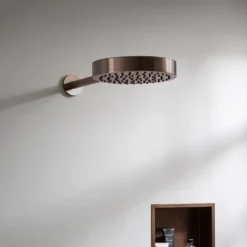 VOS Round Shower Head with Shower Arm - Brushed Bronze