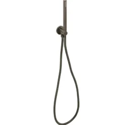 VOS Round Water Outlet & Holder with Metal Hose & Slim Hand Shower- Brushed Black