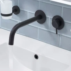 VOS Single Lever Wall Mounted Basin Mixer - Matt Black